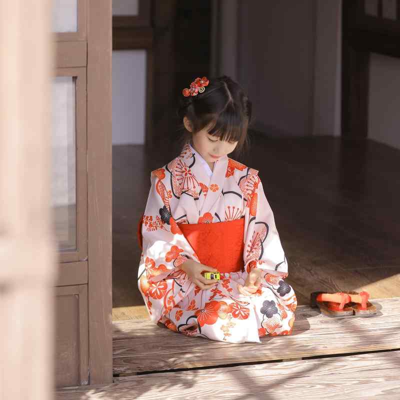 浴衣 着物 キッズ 子供 和風 お祭り 花火大会 女の子 衣装 梅 花柄 かわいい ピンクキッズ ベビー 和服 キッズファッション マタニティ