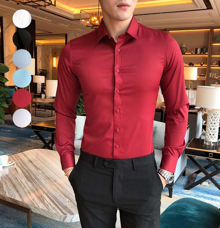 Other - 選べる6色 ワイシャツ ビジネス スーツ 長袖シャツ シャツ ブラウス トップス Yシャツ 長袖 フォーマル スーツシャツ メンズシャツ ボタンダウン シンプル S 大きサイズ カジュアル