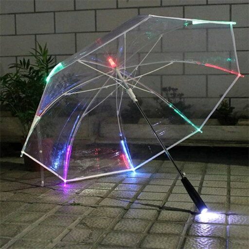 LED傘 雨傘 7色LEDランプ付き 透明傘 フラッシュライト長傘 80cm 光る傘 七色に光る 夜間対応雨の夜に最適夜道も安心 照明 雨具 レイングッズ 通勤通学男女兼用自動開閉(透明) LED傘 雨傘 7色LEDランプ付き 透明傘 フラッシュライト長傘 80cm 光る傘 七色に光る 夜間対応雨の夜に最適夜道も安心 照明 雨具 レイングッズ 通勤通学男女兼用自動開閉(透明)