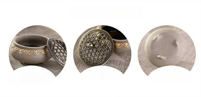 祥雲陶磁器蒔絵金三足炉擬古盤香炉室内白檀香道創意擬古禅意