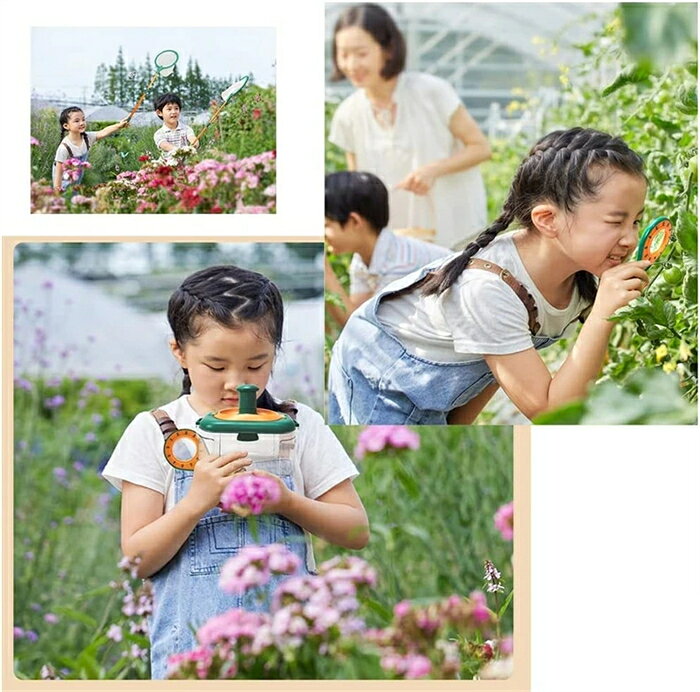 子供 昆虫観察キット 冒険セット 探検キット 豪華セット 自然観察 知育玩具 学習玩具 子供のおもちゃ 自然観察 教育道具 アウトドア 双眼鏡 /昆虫飼育箱 /懐中電灯/虫取り網/帽子/ベスト/収納バック付き（14点セット） sansui01-10002398 sansui サンプル画像2