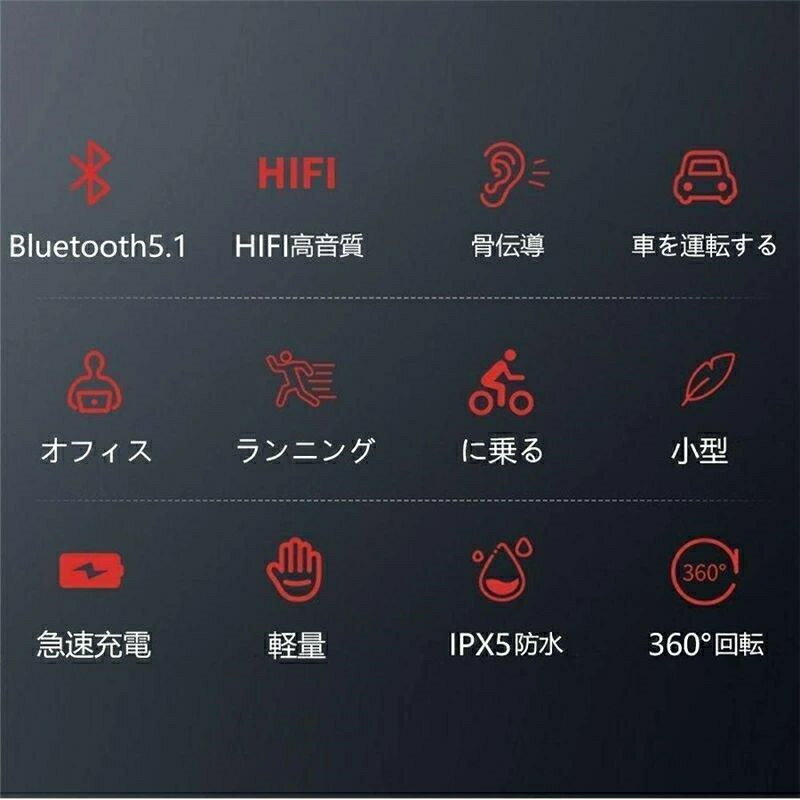 2024最新モデル 骨伝導イヤホン マイク付き ランニング Bluetooth ワイヤレスイヤ...