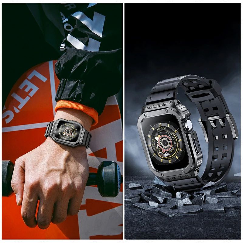 sansuiの送料無料 apple watch9/8/7 バンド ステンレス Apple Watch series 7 ステンレス バンド Apple Watch SE Apple Watch Ultra バンド apple watchS7/S8 44mm 45mm 49mm一体型 交換用バンドカバーバンド プレゼント レザー メンズ｜アングル2
