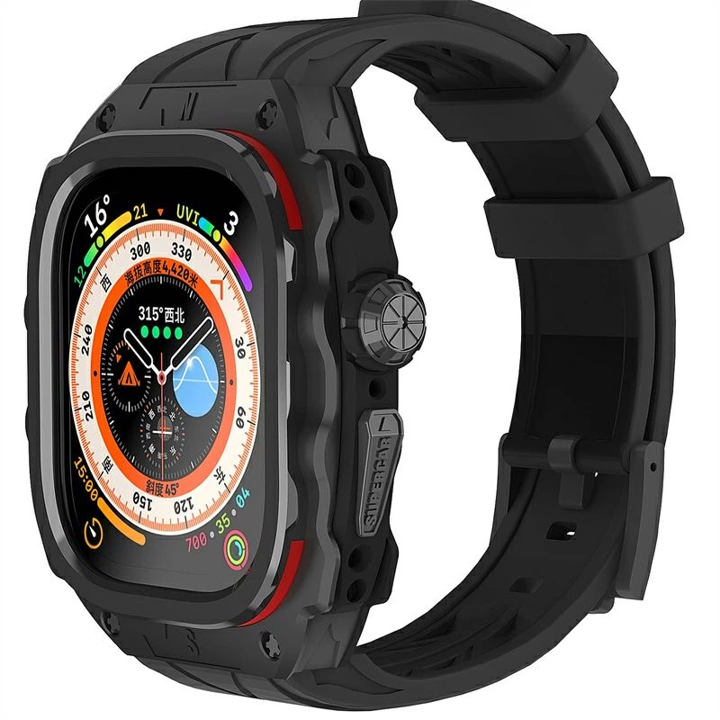 送料無料 Apple watch ultra iwatch Ultra2 バンド 49MM Apple Watchの改造 オールインワンバンド インサートドリル Apple Watch ultra バンド一体型 バンド 交換用バンド iwatch Ultra カバー ケース+バン