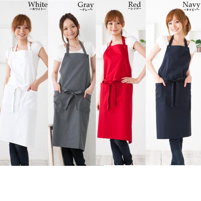 乐天商城 - エプロン おしゃれ スタッフエプロン　首掛けエプロン キッチンエプロン 無地 レディース メンズ 共用 カフェレストラン 美容院 エステ サロン ユニフォーム 着丈85cm 7色