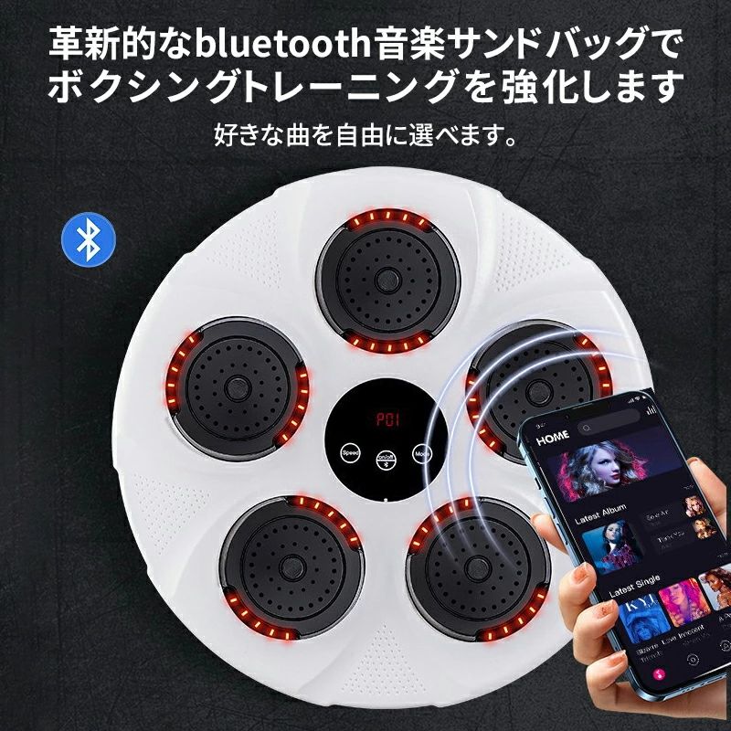 音楽ボクシングマシン スマート ディスプレイ付き 子供 大人 音楽ボクシングマシン 壁パンチングバッグ ボクシングトレーニングパンチング機器 スマート 音楽ボクサーボクシングマシン 家庭での運動 送料無料