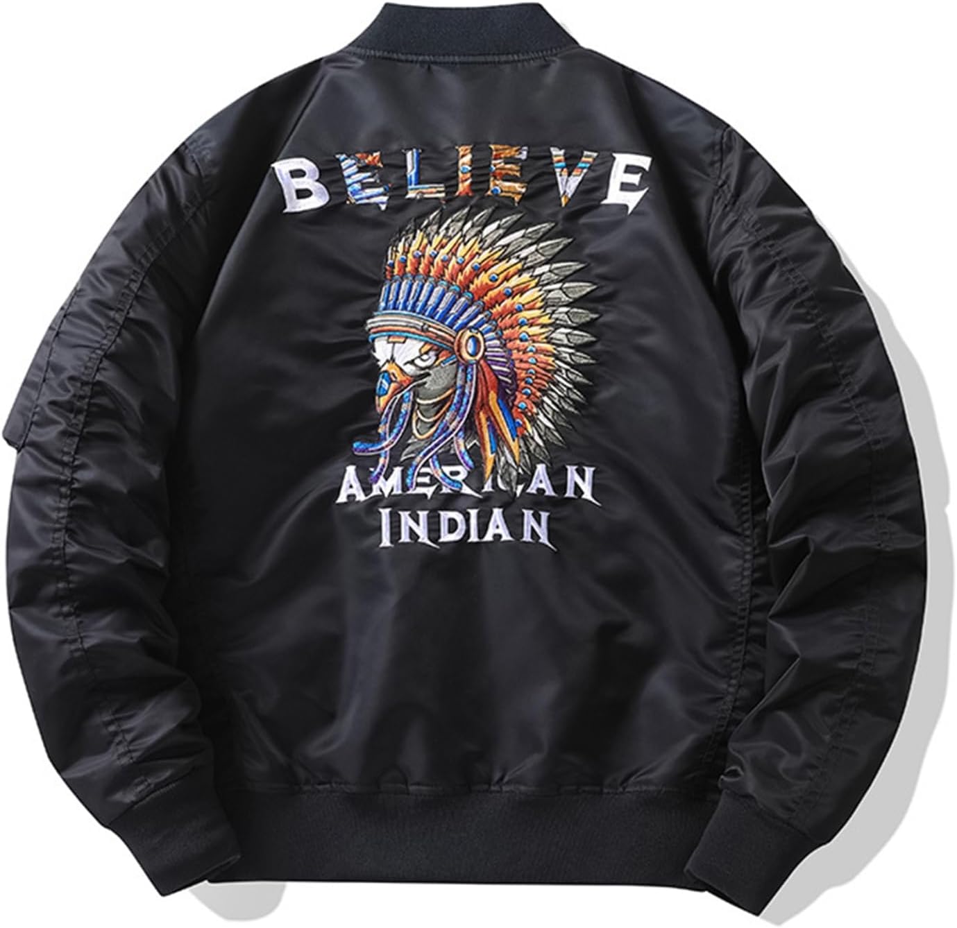 エムエーワンジャケット MA-1ジャケット メンズ フライトジャケット インディアン刺繍 刺繍 秋冬 防風 防寒 厚手 立ち襟 リブデザイン ジャンパー 大きいサイズ おしゃれ ゆったり カジュアル