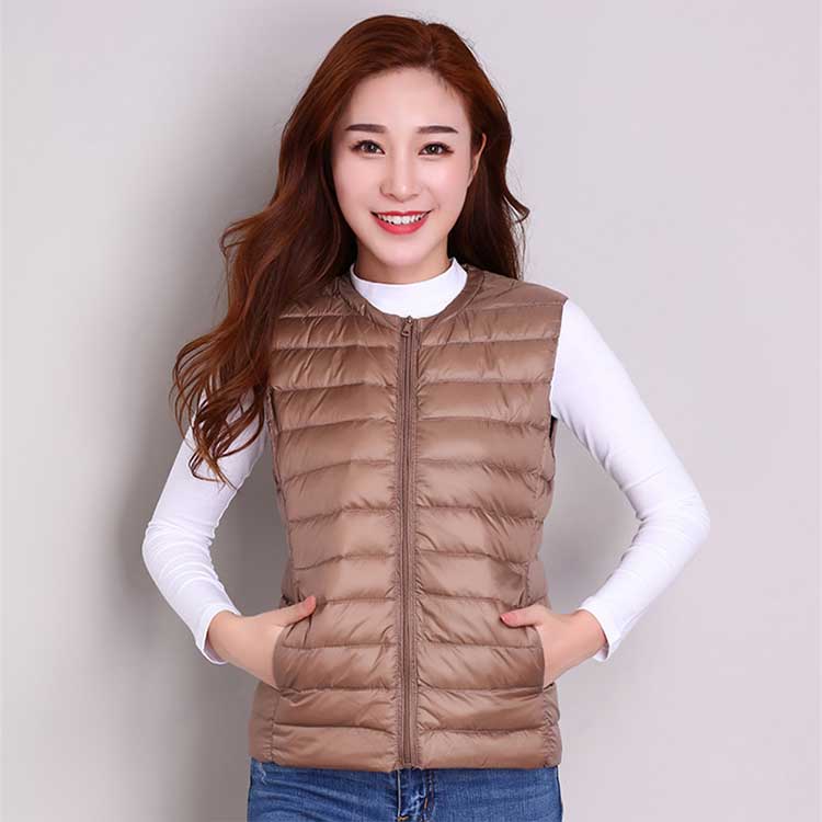 ダウンベスト レディース コンパクト インナー ダウン 無地 軽量 ショート丈 ライトダウン ベスト 大きいサイズ ラウンドネック ファスナー式 ダウン ベスト 秋冬 S/M/L/XL/2XL/3XL/4XL 全8色 羽織り ショートアウター カラフル 暖かい 防寒着