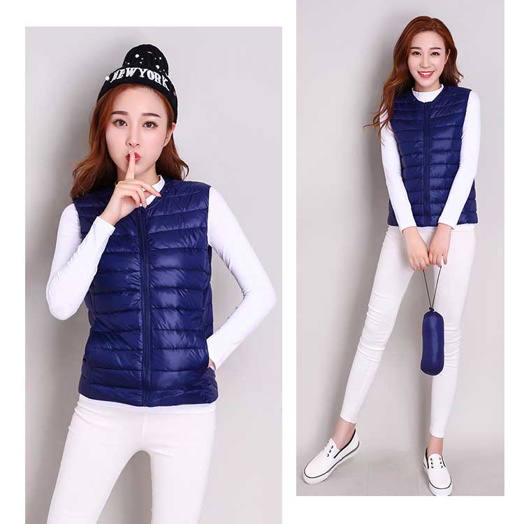 ダウンベスト レディース コンパクト インナー ダウン 無地 軽量 ショート丈 ライトダウン ベスト 大きいサイズ ラウンドネック ファスナー式 ダウン ベスト 秋冬 S/M/L/XL/2XL/3XL/4XL 全8色 羽織り ショートアウター カラフル 暖かい 防寒着