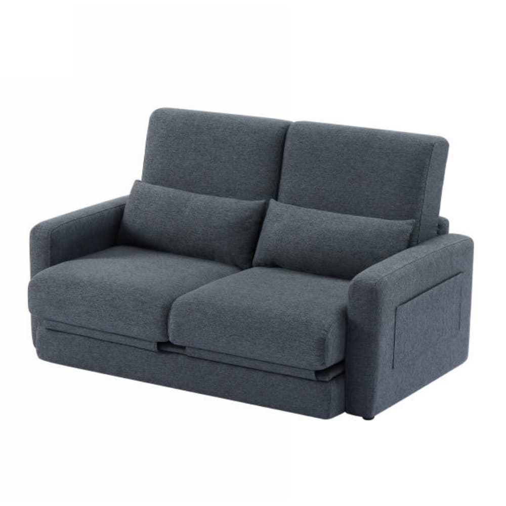 2 seater sofa ソファ 2人掛け 収納付き ファブリック 両側に肘掛け付き 木脚外し...