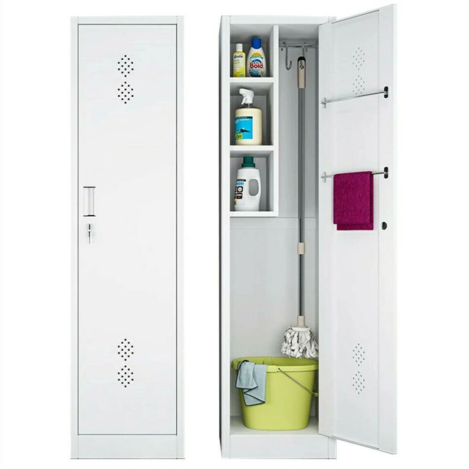 304スチール製掃除用具入れ 幅40×奥行39×高さ180cm 1台 【 掃除用具 収納 清掃用具入れ クリーナーボッ..