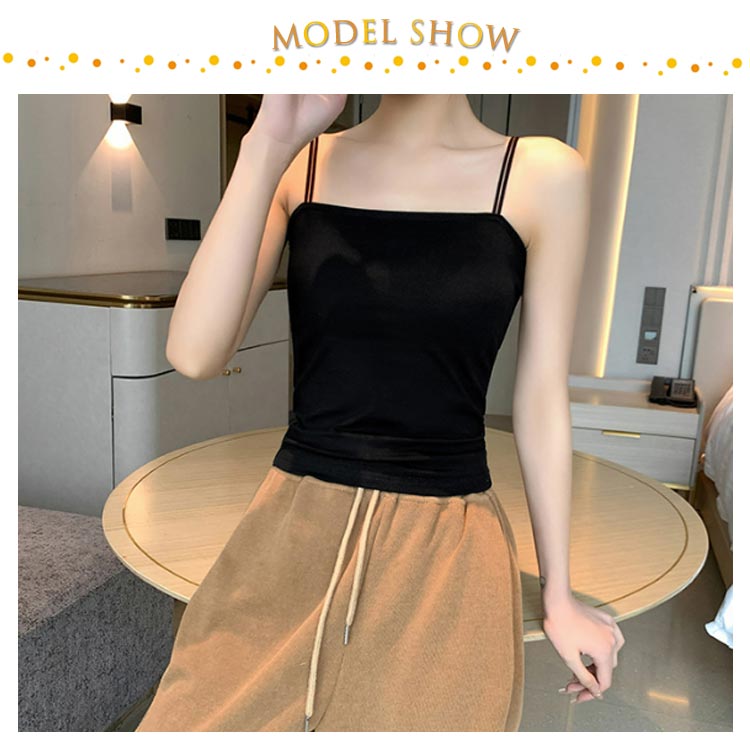 カップ付き キャミソール ダブルストラップ パッド付 綿 コットン 肌着 インナー 透けにくい ブラキャミ 締め付けない ブラトップ トップス 無地 おしゃれ