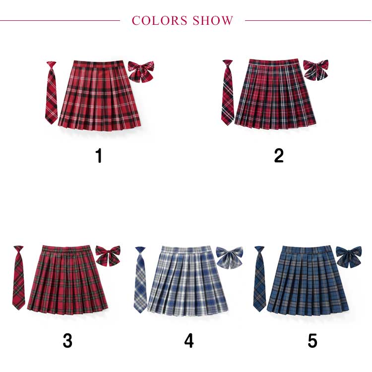 制服 スカート チェック柄 プリーツスカート 3点セット ネクタイ リボン チェックスカート スクール 女子高生 通学 学生服 中学 コスプレ 仮装 コスチューム