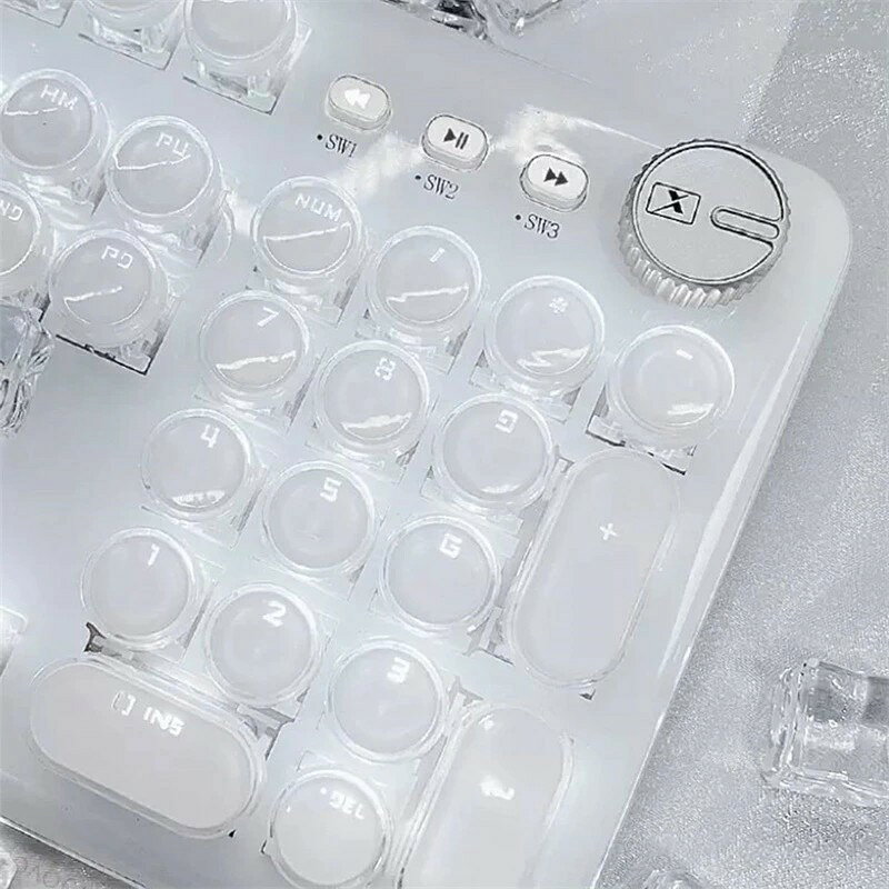 クリスタルクリア メカニカルキーボード 104キー タイプライター風キーボード 透明キーキャップ アンチゴースト RGBバックライト付き Windows/Mac対応 有線キーボード プラグアンドプレイ オフィス&ゲーミング用 英語配列