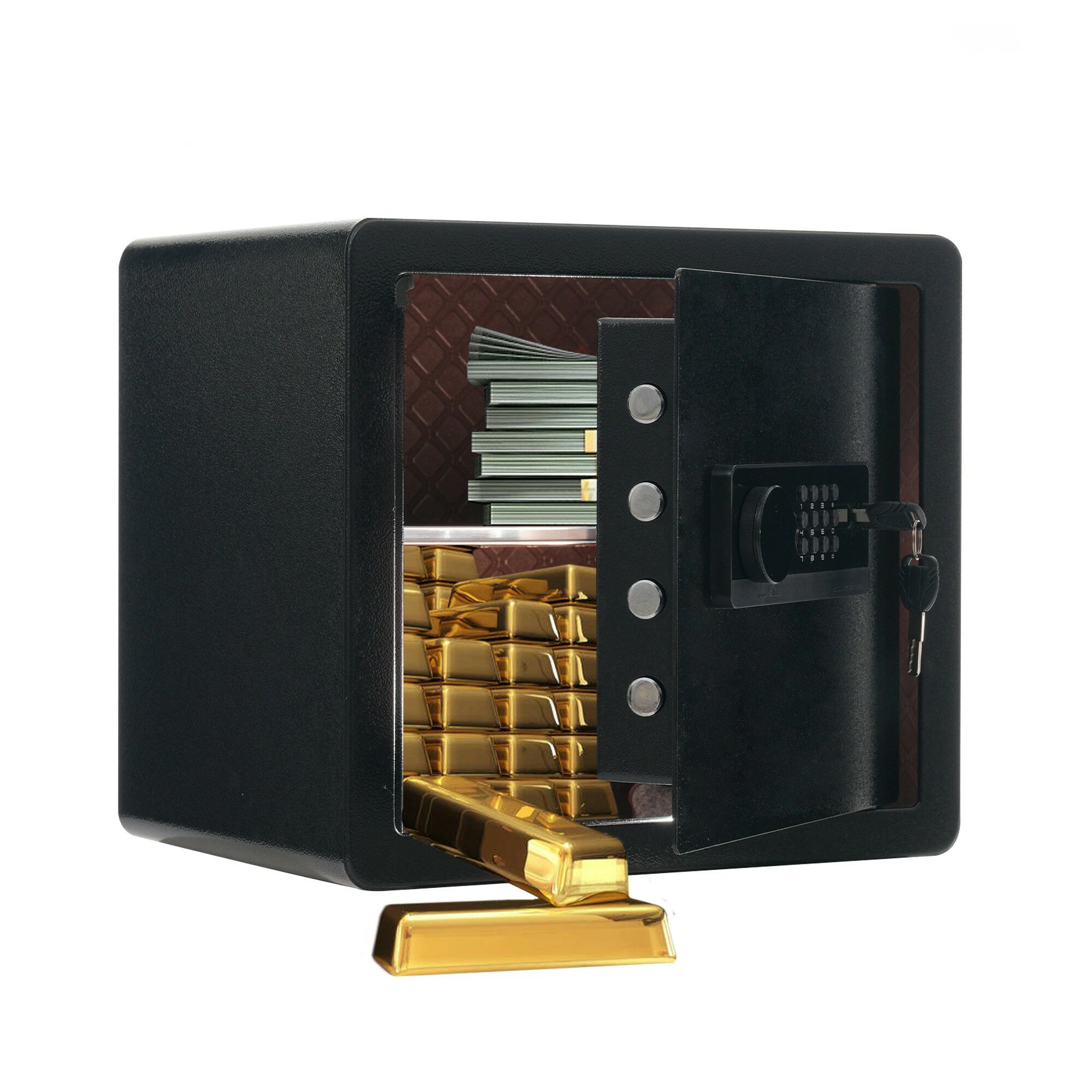 金庫 家庭用 28.8L 26.6L防犯金庫 緊急電池ボックス付き アラーム機能付き 鍵付き 防盗 旅館 店舗 事務..