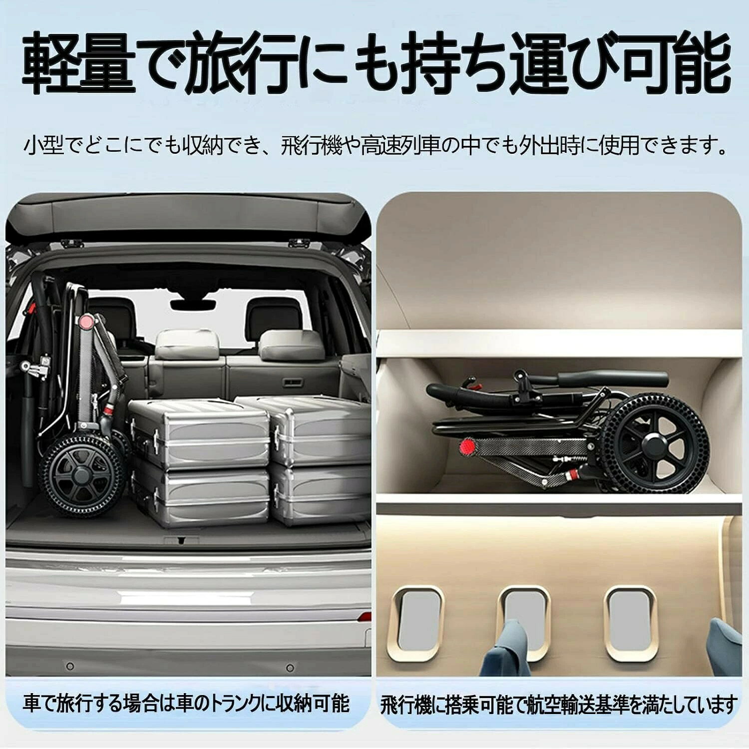 車椅子 介助用 折り畳み 車いす 軽量 コンパクト 自立型 軽量車椅子 折りたたみ 小型 ノーパンクタイヤ 収納可能 超軽量 コンパクト 簡易車椅子 旅行用 外出用 買い物かご付き 持ち運び易い 飛行機持ち込み可