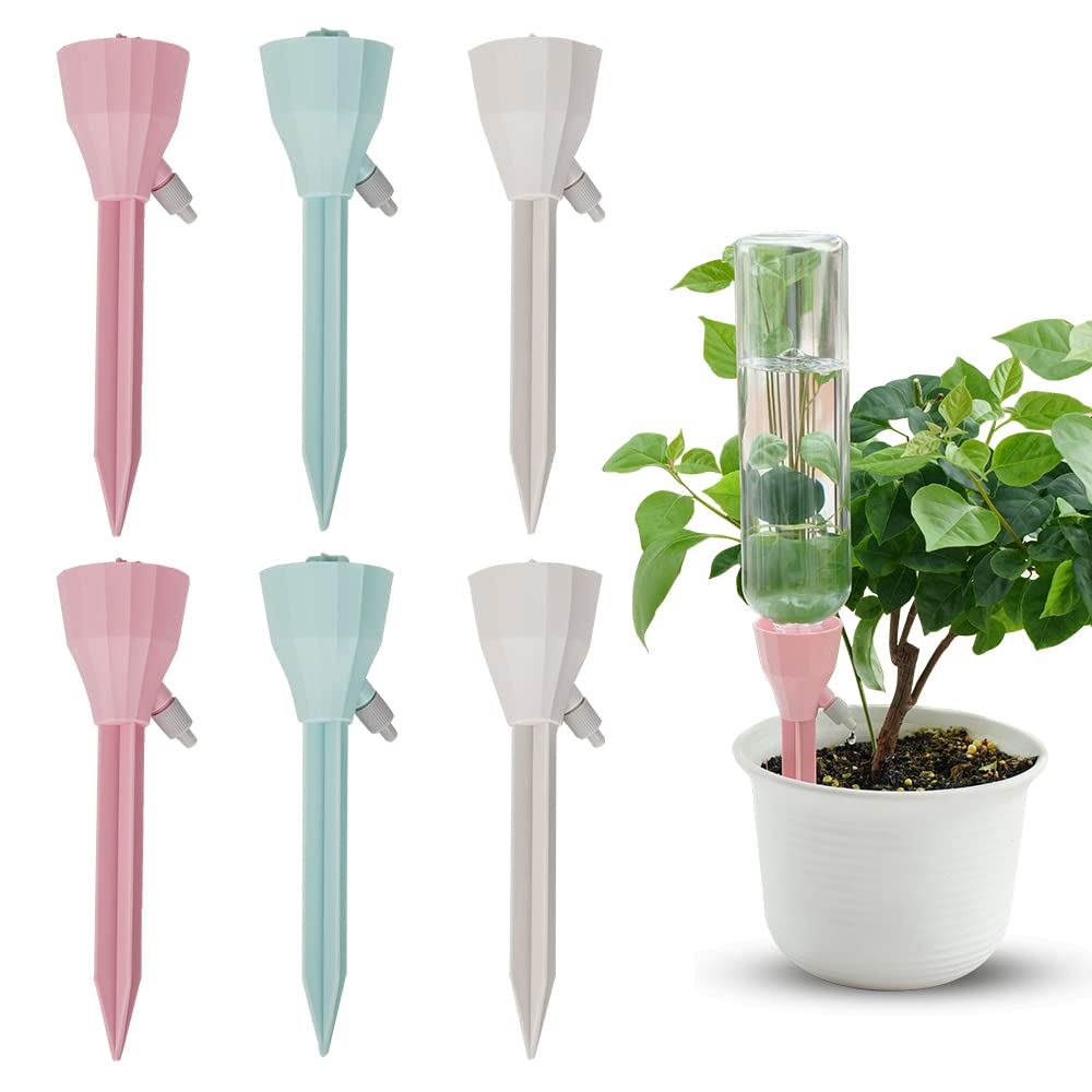 自動給水キャップ 自動給水器 6個セット 自動水やり器 植物自動じょうろ 散水 水やり 水遣り器 挿すだけ 各サイズペットボトル対応 園芸 植物 盆栽 野菜 留守に適用