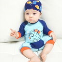 キッズ水着 男の子用 ロンパース 子供水着 キッズ ベビー オールインワン 半袖 ロンパース キャップ付き 2点セット ラッシュガード プール ビーチ 夏(4)