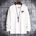 Tシャツ メンズ 長袖 おしゃれ 白Tシャツ ロンT T-shirt スポーツ 長袖tシャツ 配いろ 涼しい カジュアルクルーネック 丸首 プリント 春秋冬