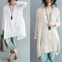 レディース シャツ 2カラー Vライン 長袖トップス ブラウス カジュアル 大きいサイズ ゆったり 綿 春夏