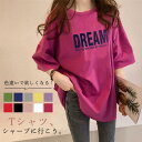 Tシャツ 英字 シャツ ロング丈 tシャツ 半袖 カットソー 無地 トップス レディース プルオーバー ロングTシャツ 体型カバー ロンt カジュアル