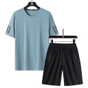メンズ 夏用 上下セット 2点セット Tシャツ パンツ ジャージ 男子用 スポーツウェア セットアップ 運動 カジュアル 吸汗 速乾 通気