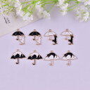 ネコ 猫 傘 チャームパーツ 金具 アクセサリーパーツ【2ケ】