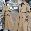 トレンチコート レディース ベルト付きバーカー ロング丈 スプリングコート 春コート ライトアウター 秋服裏地あり 韓国風30代40代50代