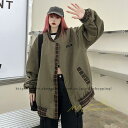 ブルゾン レディース 秋 アウター ジャンパー 上着 羽織り oversize スタジャン メンズ 男女兼用 スタンドカラー 切り替え 大きいサイズ