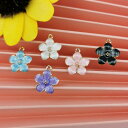 flowe花チャーム パーツ 金具 パーツ ピアス パーツ ヘア アクセサリー ゴールド カン付 DIY材料 手作素材 1ペア【2ケ】14*17mm