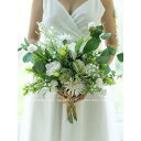 ウエディングブーケ 二次会 結婚式 ウェディングブーケ 花嫁 グリーン系 披露宴 前撮り 造花 ブライダルブーケ 海外挙式 クラッチブーケ 個性