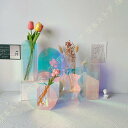 置物 置き物 北欧 レインボー モダンなフラワーベース カラフルなアクリル花瓶 アート 幾何 抽象的デザイン オシャレ花瓶 ディスプレイ 花のある暮らし