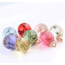 【 2ケ】ボール型 ガラス 幹花入れ 透ける チャーム ピアス バッグチャーム アクセサリー カン付 約18*24mm製造注に若干気泡有