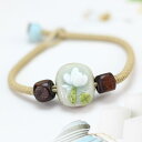 ブレスレット 陶製ビーズ アクセサリー レディース 女性用 お花 蓮 ハス 民族風 かわいい おしゃれ シンプル ギフト 記念日 誕生日 プレゼント