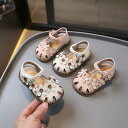 女の子 サンダル オシャレ 花飾り 子供靴 キッズ シューズ 可愛い モチーフ キッズサンダル マジックテープ 履きやすい 滑り止め 子供靴