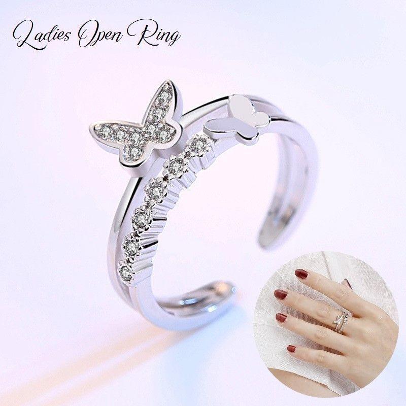 オープンリング リング 指輪 レディース ファッションリング 蝶 蝶 バタフライ お花 花 フラワー シル..