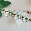 丸環 兎 花 うさぎ ウサギ イニシャル チャーム パーツ 金具 アクセサリー ゴールド カン付 1ペア【2ケ】30*31mm