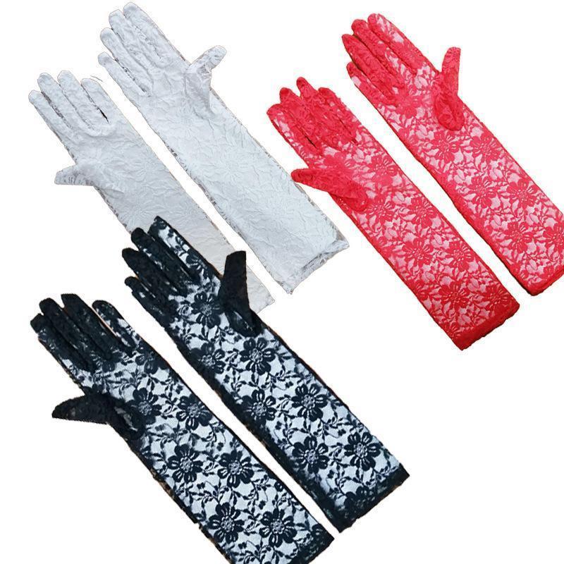 ウエディンググローブ ブライダル小物 ロング丈 手袋 総レース フラワー 花 シースルー 透け感 結婚式 披露宴 前撮り パーティー おしゃれ かわい