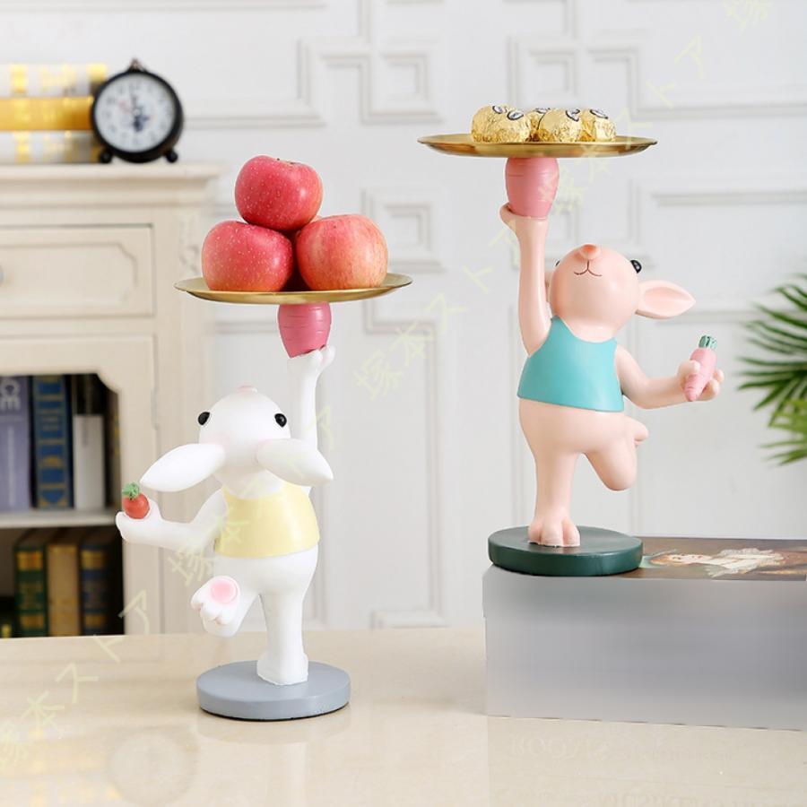 うさぎ キー収納 小物入れ 玄関収納 おしゃれ オブジェ 置物 鍵置き 鍵入れ 卓上置物 収納トレイ 動物像 彫刻装飾 玄関 インテリア 動物 ペットサイトテー...