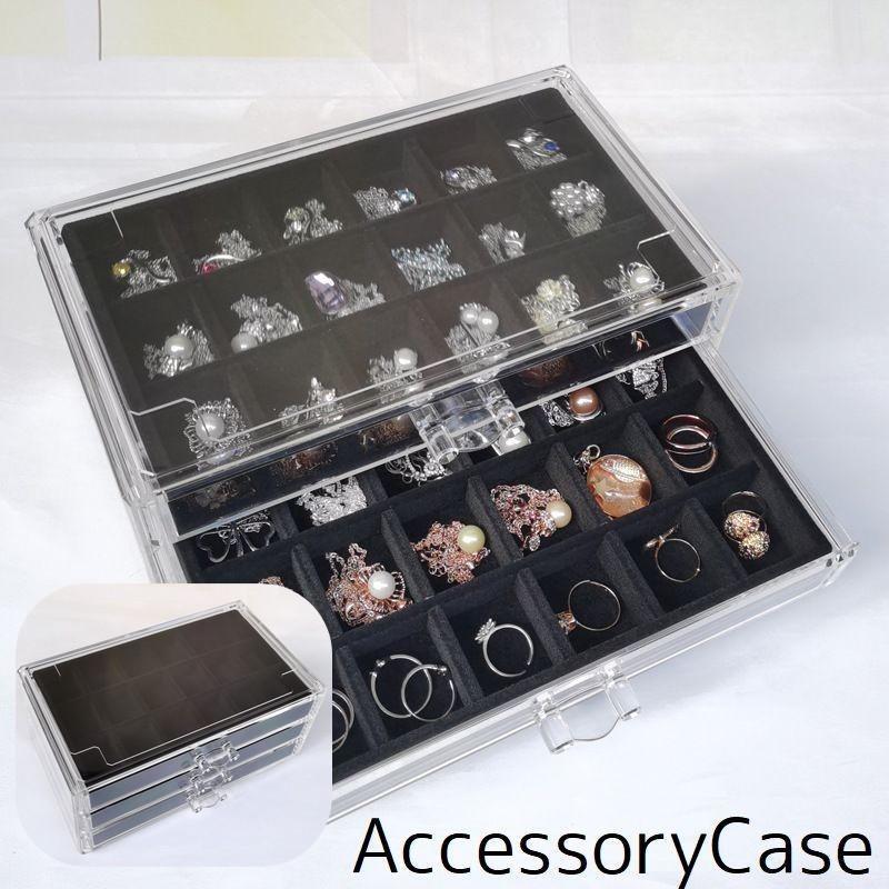 アクセサリーケース ジュエリーボックス 収納ケース 小物ケース 引き出し 3段 仕切り ネックレス 指輪 ..