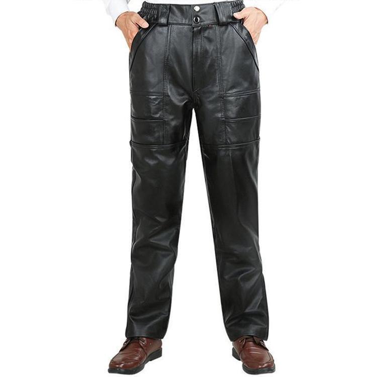 メンズ革パン 春秋冬　レザーパンツ 本革 防水 バイクパンツ　ロングパンツ　スリム　スキニー モータ..