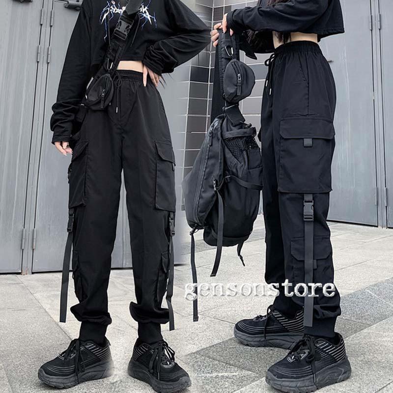 パンツ ボトムス レディース カーゴパンツ カジュアル ストリート系 スポーティー シンプル 無地 ジョガーパンツ 多ポケット 韓国ファッション ダンス