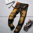 ジーンズ メンズ デニムパンツ ボトムス スキニー 個性的 欧米風 カジュアル デニムジーンズ ダメージ 刺繍 ジーンズ ジーパン ユーズド おしゃれ
