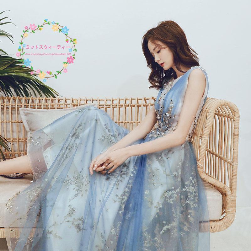 パーティードレス 結婚式 カラードレス ドレス ワンピース ロングドレス ウェディングドレス 二次会 マキシ丈 演奏会 披露宴 発表会 着痩せ 20代 30代(4)