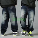 極太 デニム ジーンズ パンツ バギーパンツ メンズ ルーズフィット ワイドパンツ ユーズド ヒップホップ ストリート HIPHOP 大きいサイズ