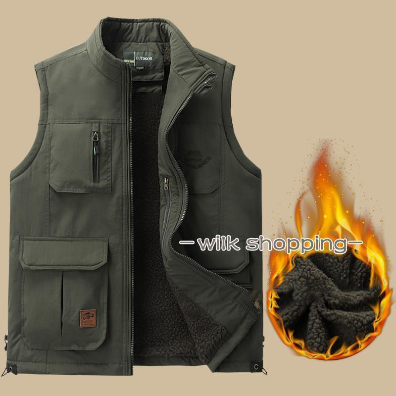 フィッシングベスト メンズ 中綿ベスト 裹起毛 ボア マン 撮影ベスト 男女兼用 機能的 作業着 釣り 撮影 登山 旅行(4)