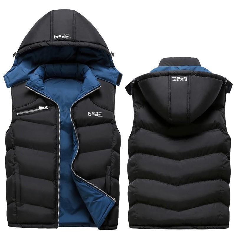 リバーシブル ダウンベスト メンズ フード付き 秋 冬 アウター ジャンパー 軽量 中綿ベスト スリム 無..