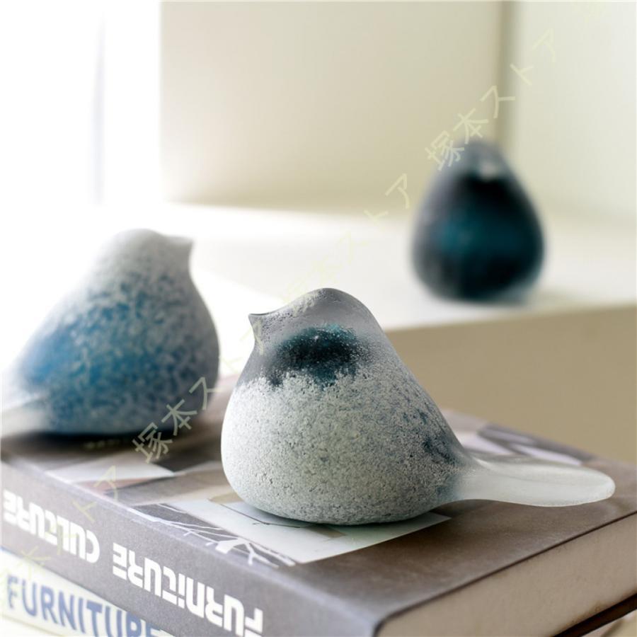 ガラス 鳥 置物 装飾 ハンドメイド ガラス 吹きガラス 置き物 インテリア 北欧 クラフト 彫刻 像 ホー..