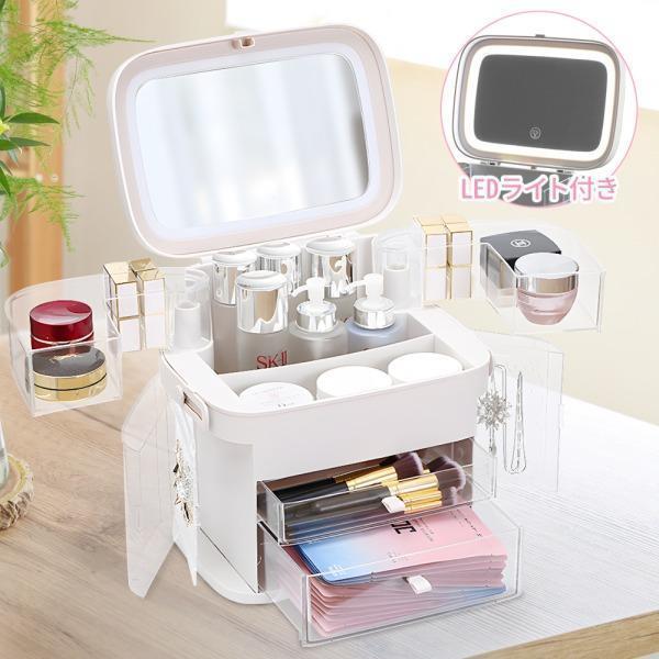 メイクボックス 鏡付き 大容量 持ち運び コスメボックス コスメケース コスメ収納 コスメ収納ボックス ..