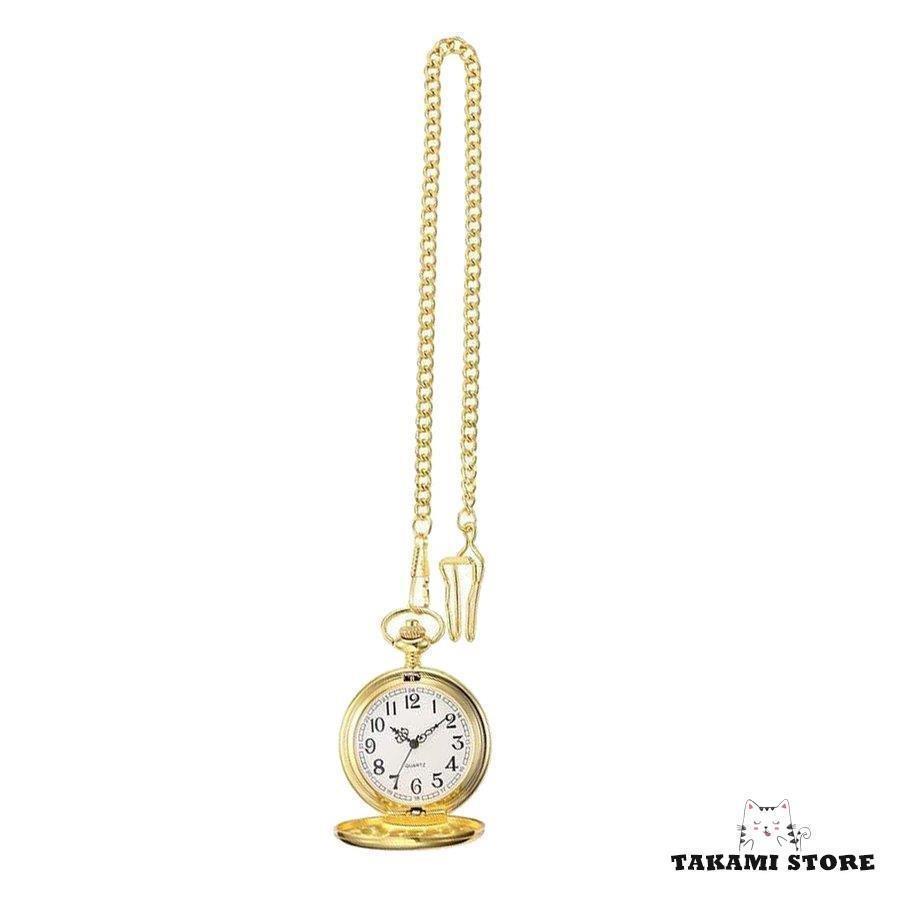 金メッキ懐中時計クォーツムーブメントホワイトダイヤル.アラビア数字.フルハンター